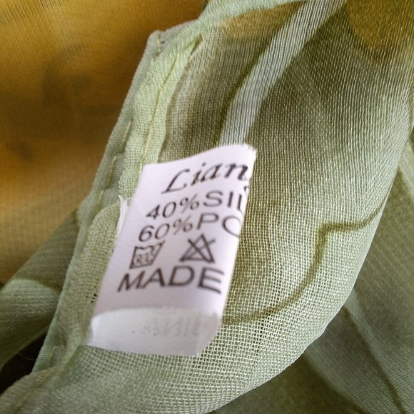Liang Dian Vintage Scarf Florals Birds Silk Blend - Picture 6 of 8